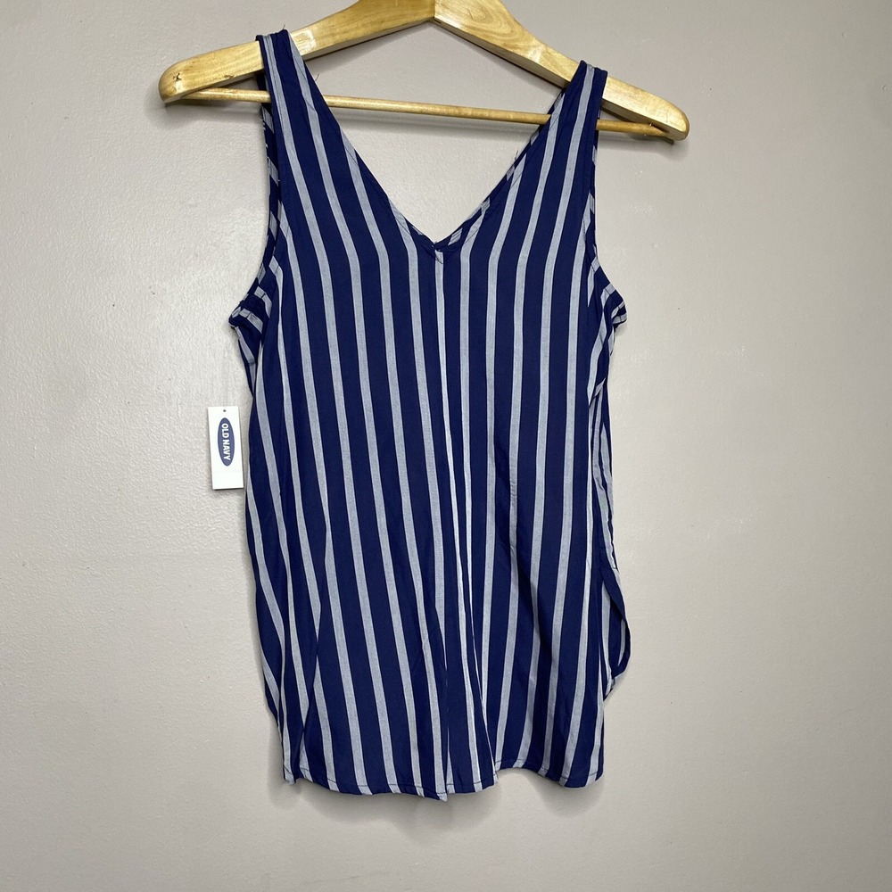 Old Navy Women's‎ Top Blue Striped V Neck Sleeveless Tank Size XS - Picture 2 of 13